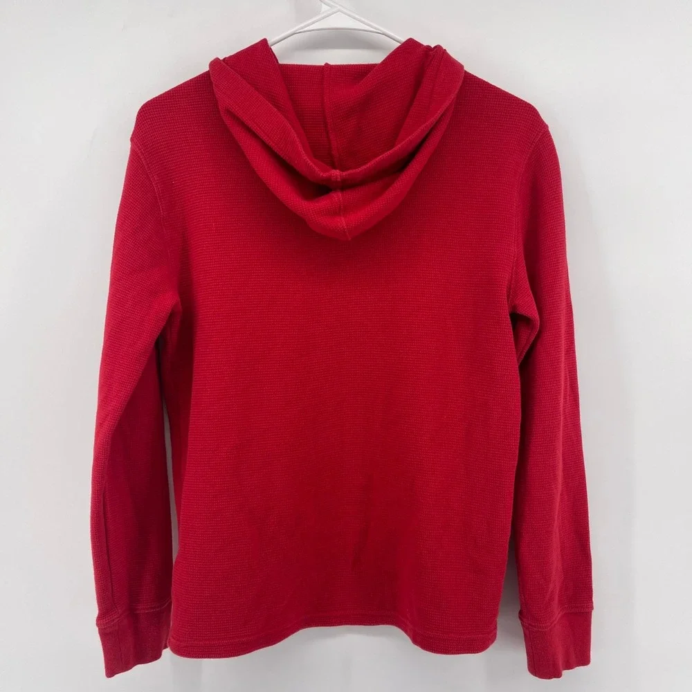 Polo Ralph Lauren Hoodie Waffle Knit Long Sleeve Red Top‎ Youth L